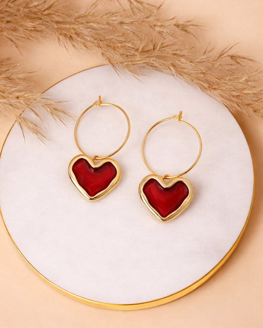 Blood Red Heart Drop Loops