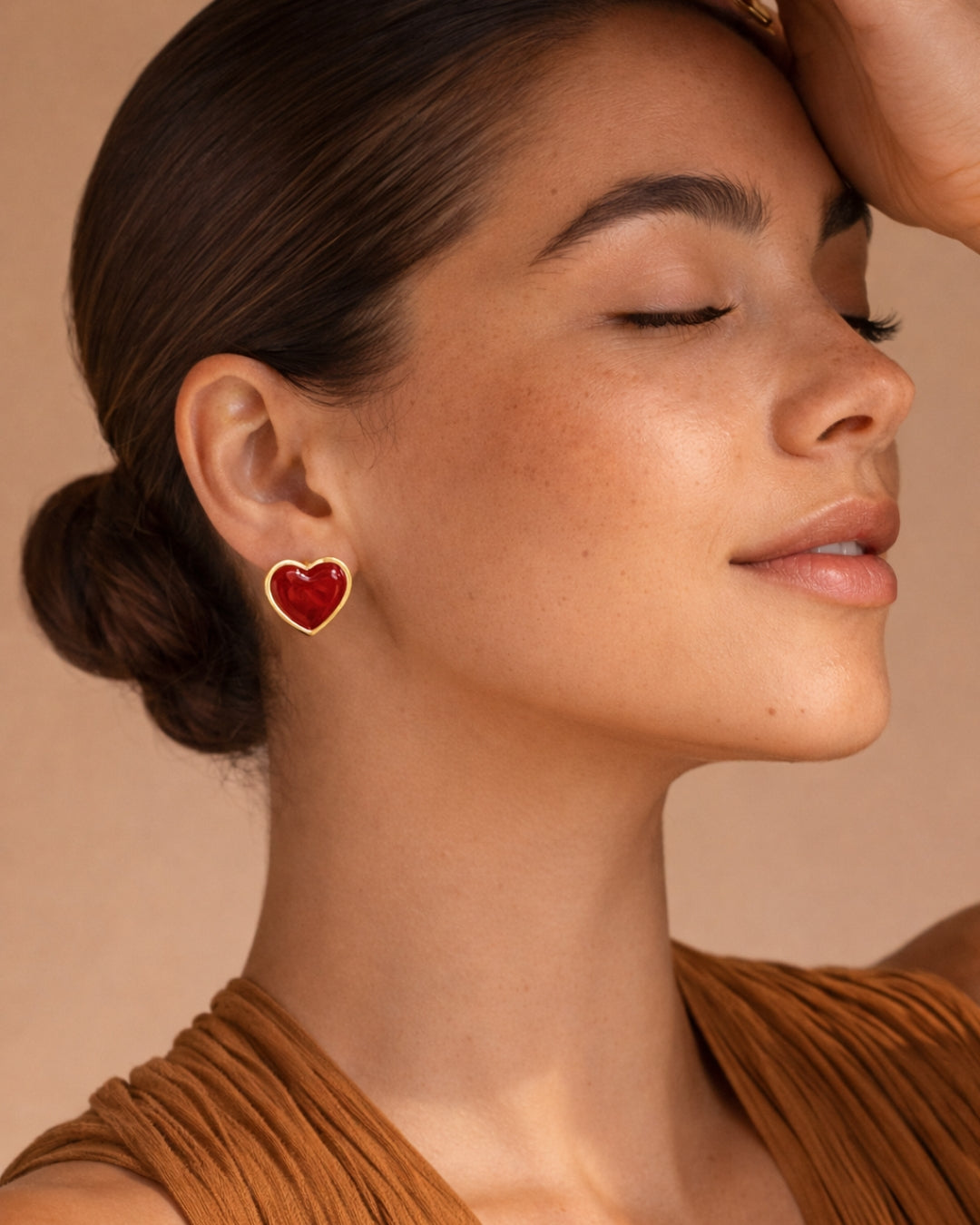 Maroon Heart Studs