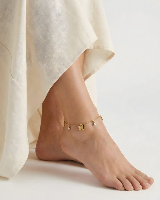 Butterfly Stone Drop Anklet