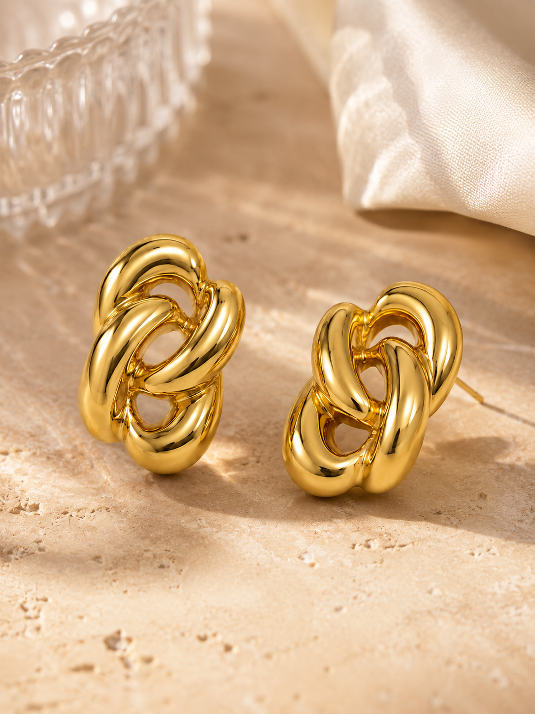 Golden Knot Statement Earrings4