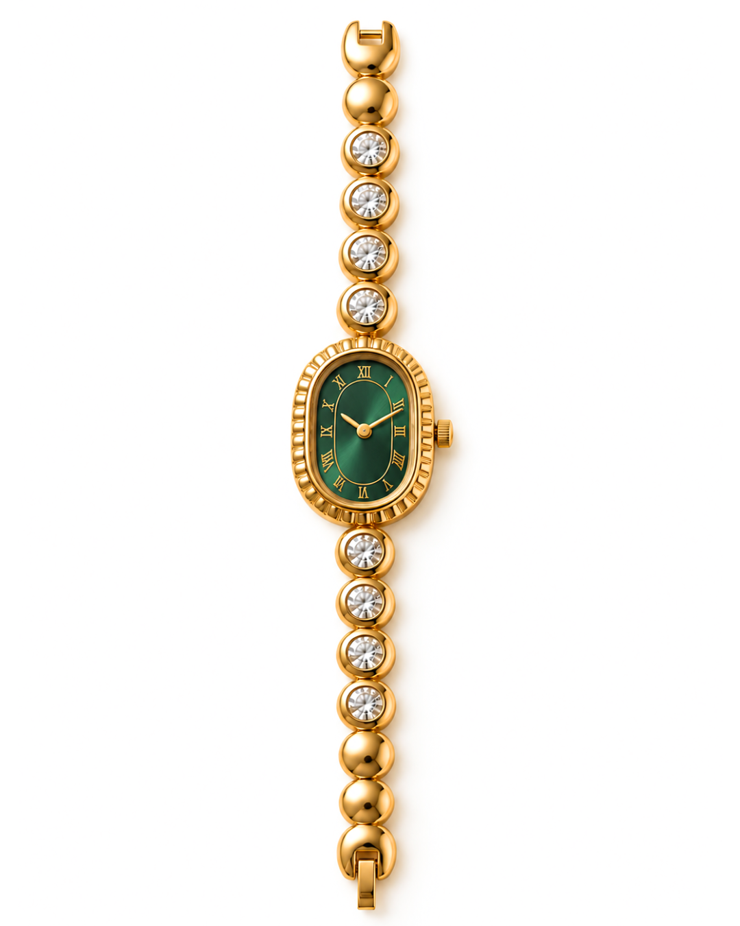 Green Dial Gold Jeweled Watch