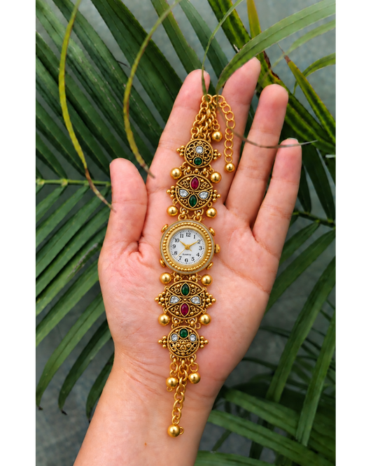 Rajwada Noor Emerald Gold Watch