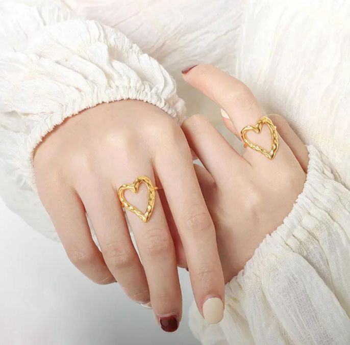 Textured Open Heart Ring