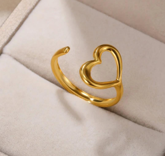 Minimalist Open Heart Gold Ring
