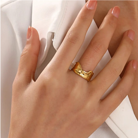 Gold Ripple Ring