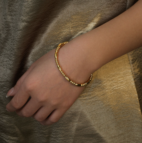 Beaded Bamboo Style Bangle Bracelet
