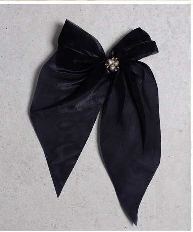 Luxe Pearl Satin Bow Hair Clips