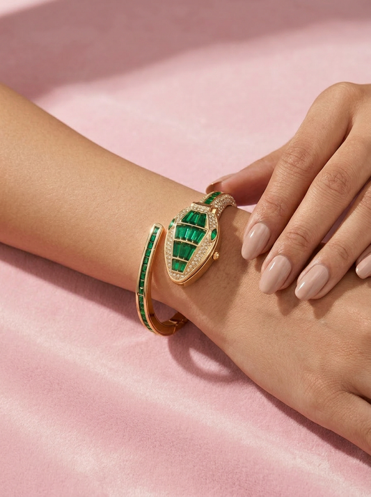 Green Snake Watch Bracelet - On Model