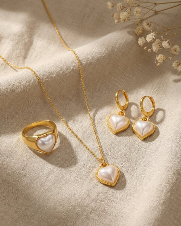 Pearl Heart Jewelry Combo Set