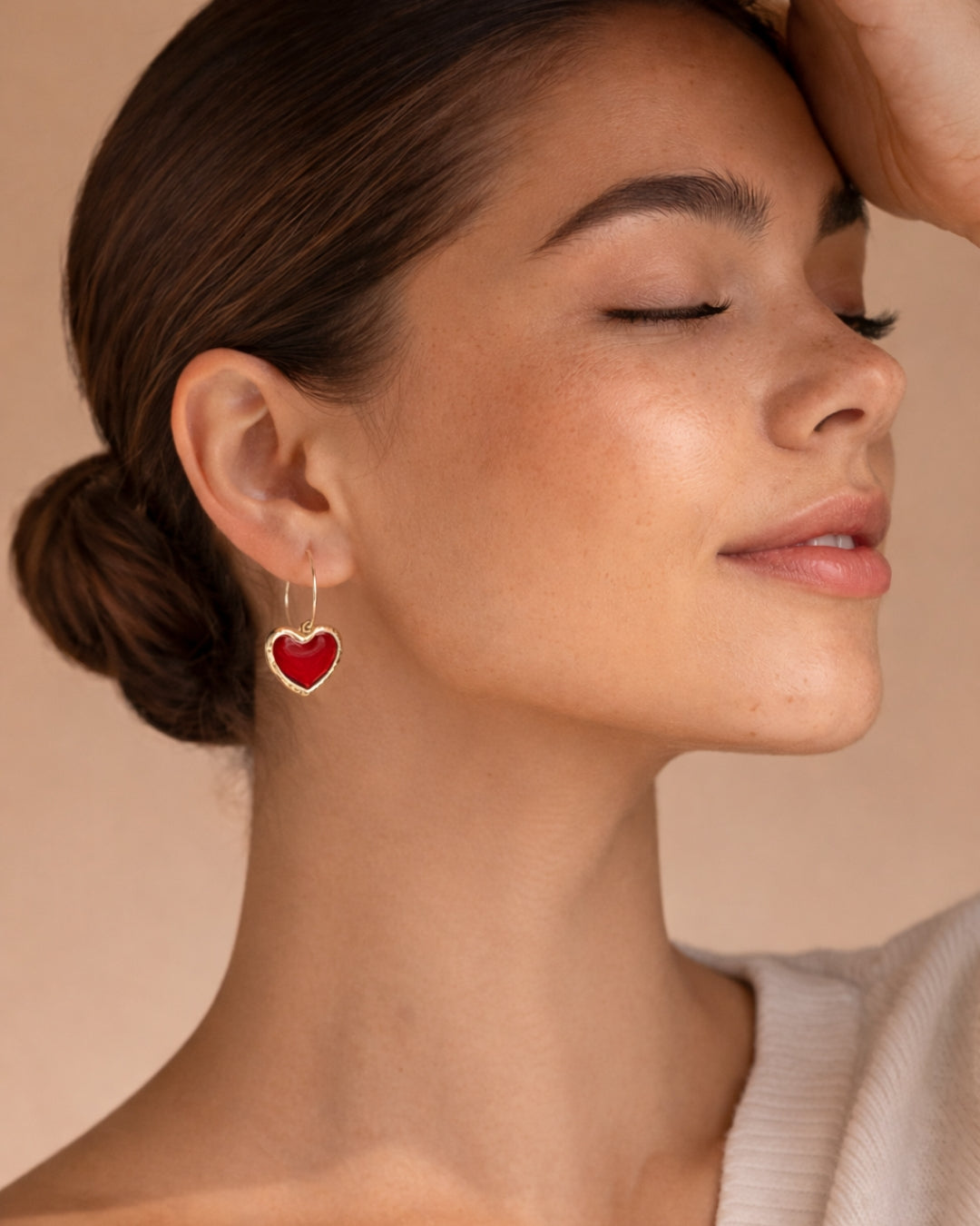 Blood red heart drop loops