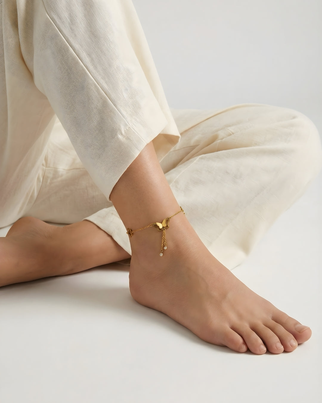 Butterfly and stone anklet