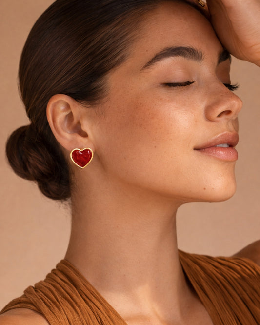 Maroon Heart Studs