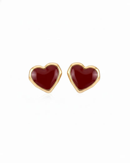 Maroon Heart Studs