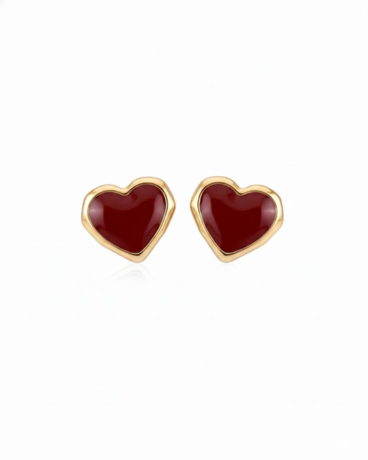 Maroon Heart Studs