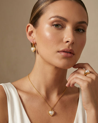 Pearl Heart Jewelry Combo Set