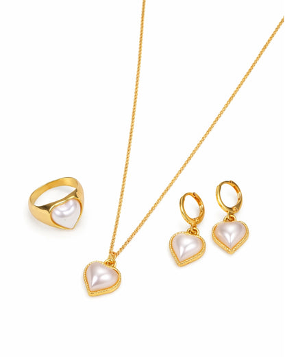 Pearl Heart Jewelry Combo Set