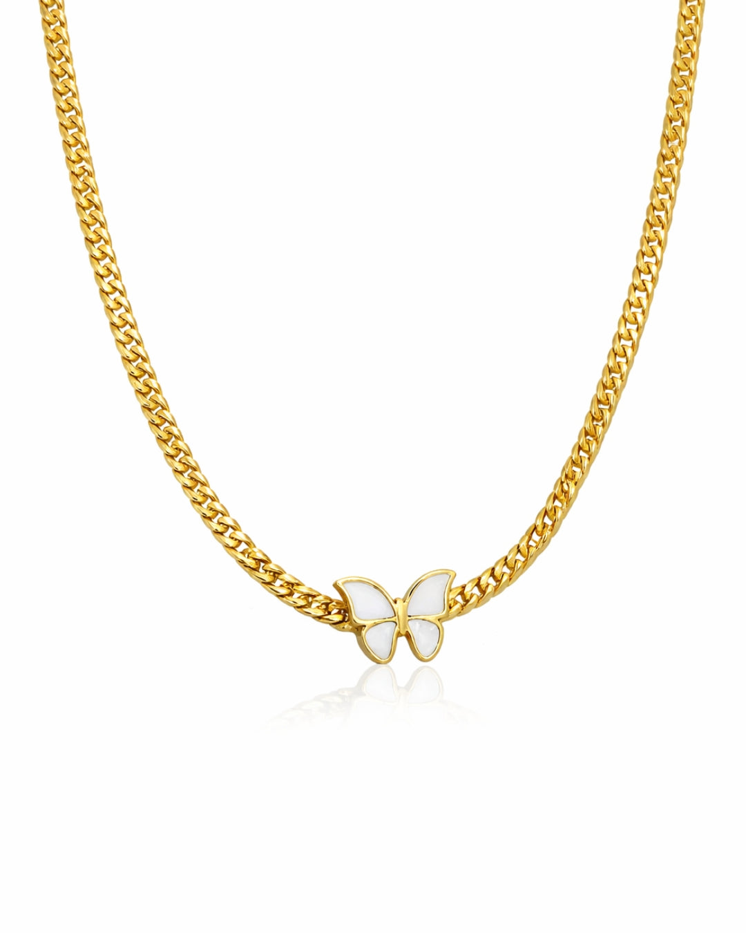 Snake chain butterfly choker necklace