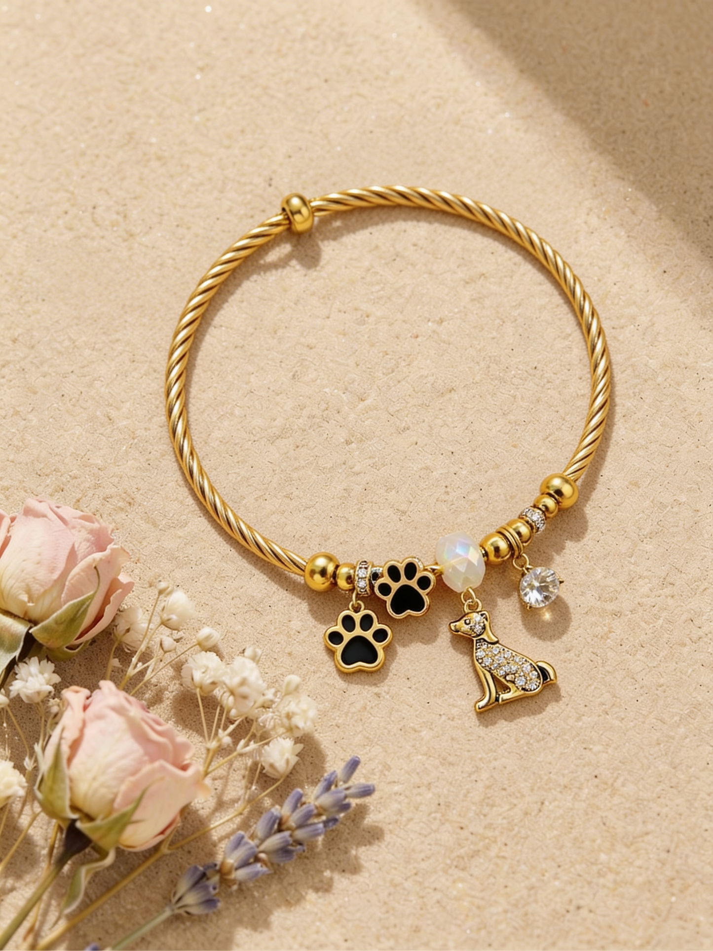 Dog Charm Bracelet - Flat Lay