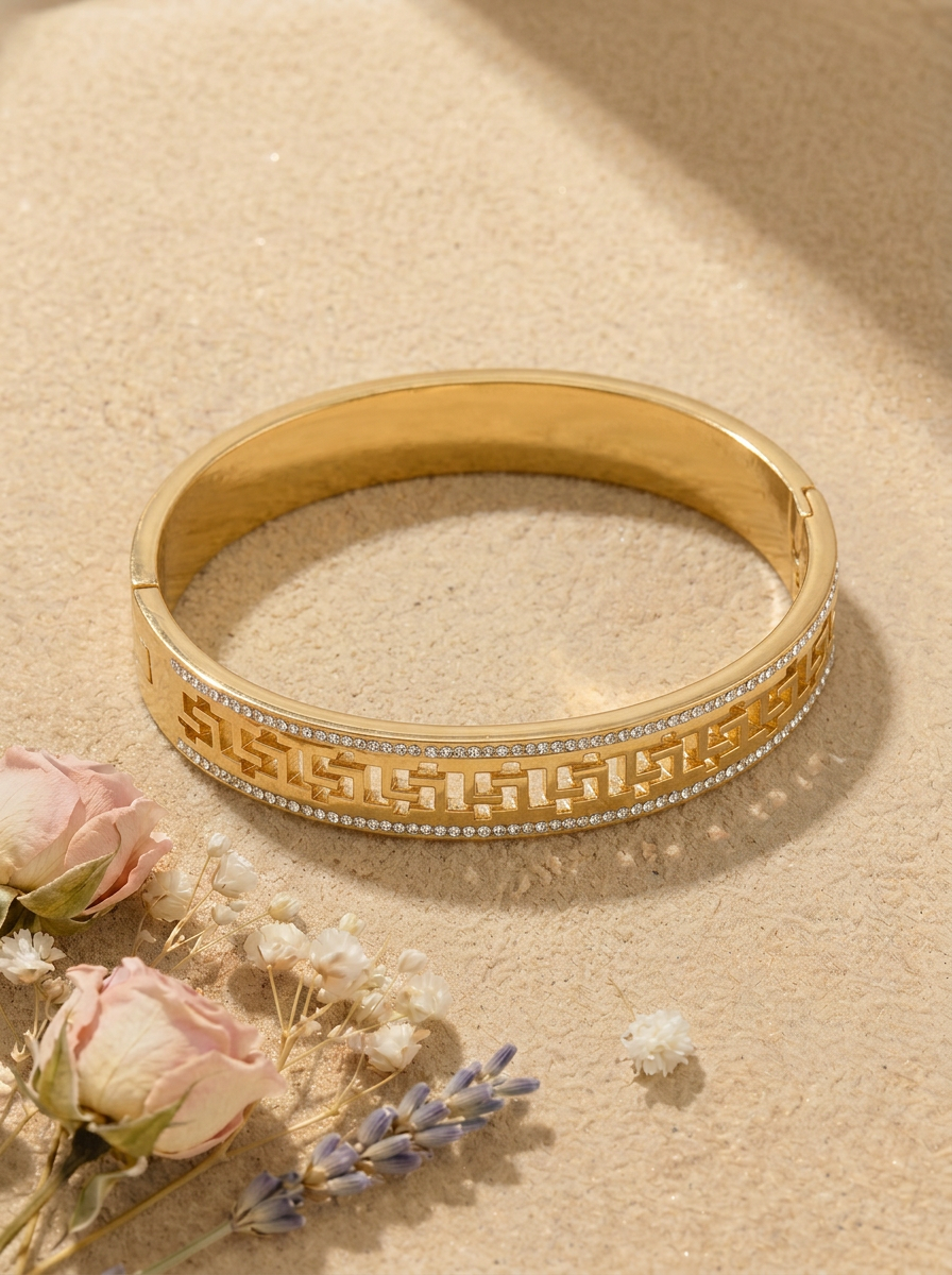 Greek Key Bangle - Flat Lay