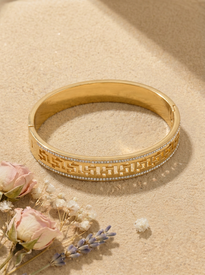 Greek Key Bangle - Flat Lay