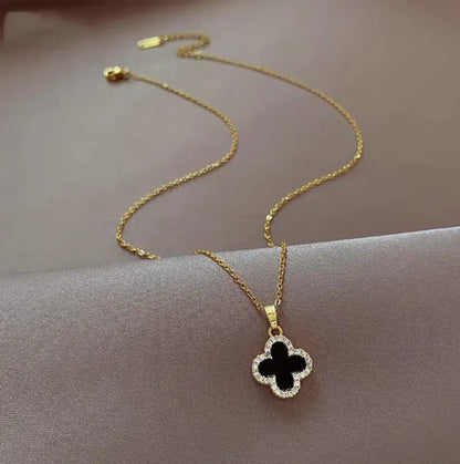 Black & White Clover Necklace