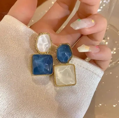 Blue White Stone Earrings