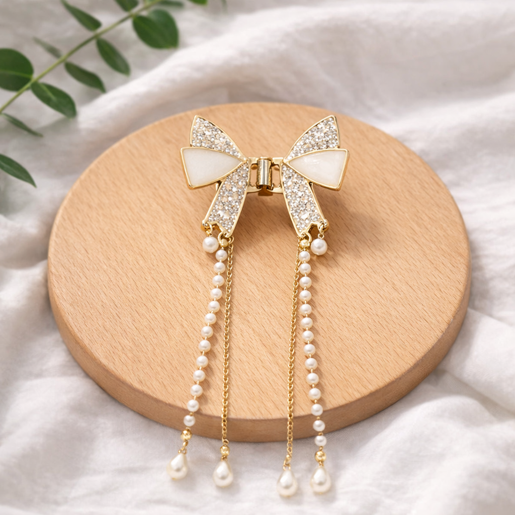 Pearl Bow Hair Claw