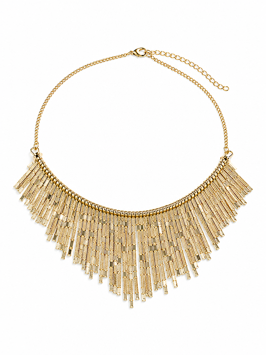 Golden Cascade Fringe Necklace