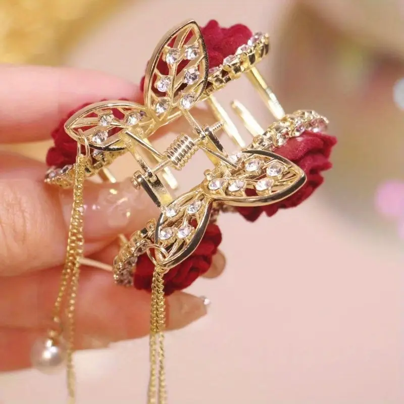 Velvet Rose Butterfly Hair Claw