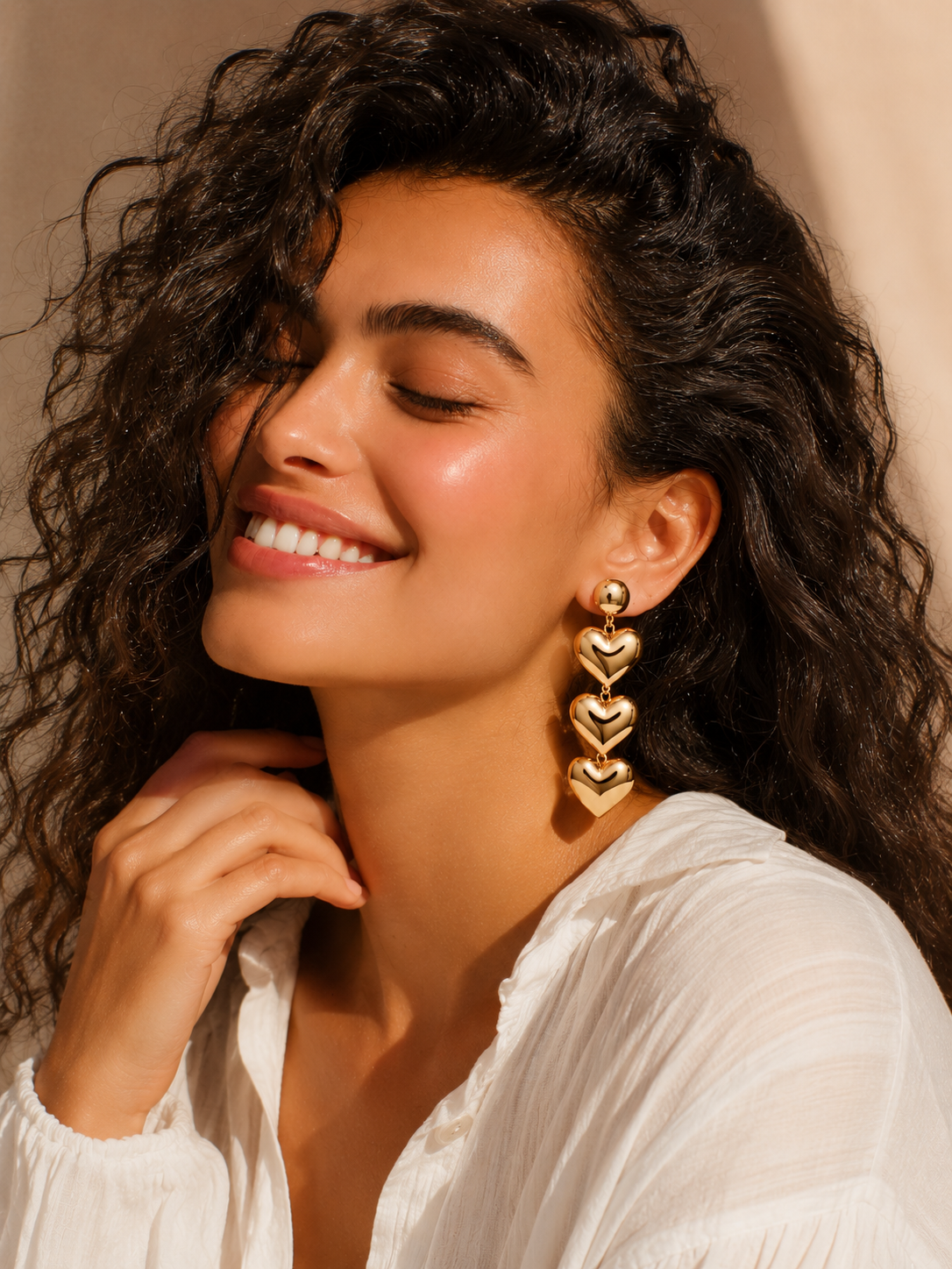 Golden  Heart Drop Earrings