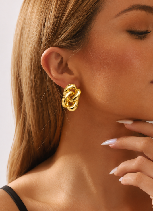 Golden Knot Statement Earrings2