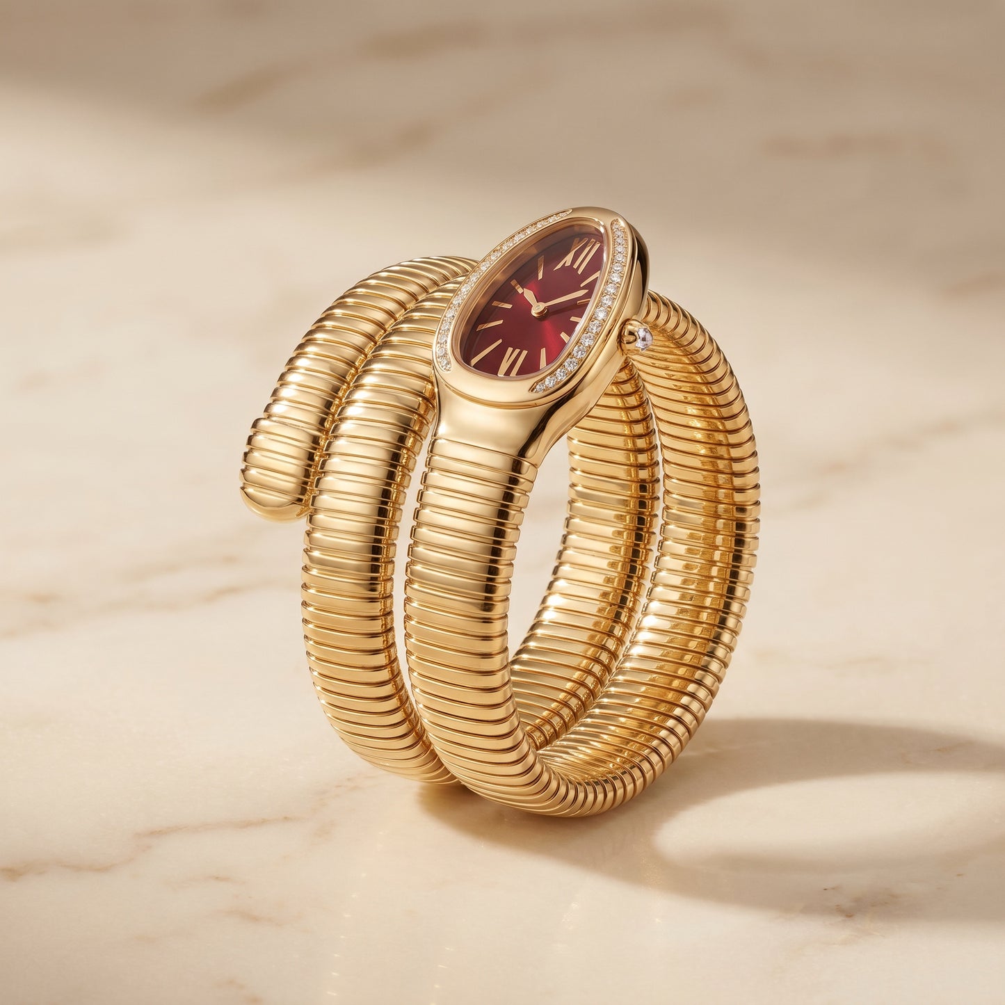 Ribbed gold tubogas coil side profile