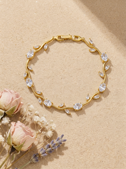 White Stone Tulip Bracelet - Flat Lay