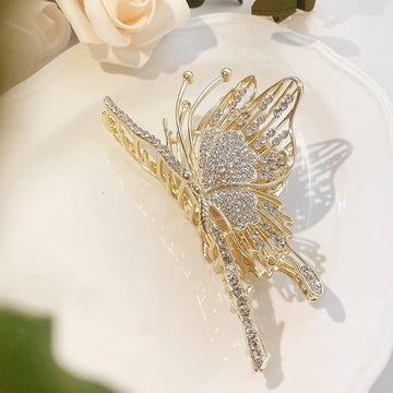 Gold Crystal Butterfly Hair Claw