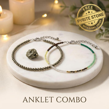 Combo Pack: Raw Pyrite & Dhan Yog Anklets (Lab Certified)