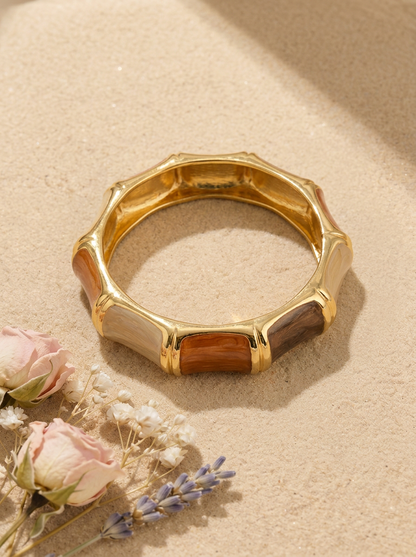 Gold Bamboo Bangle Earthy - Flat Lay