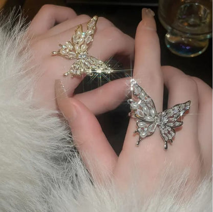 Gold & Silver Trendy Butterfly Ring