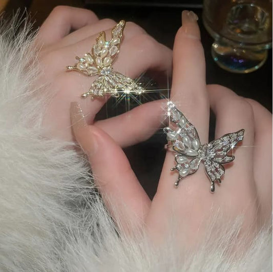 Gold & Silver Trendy Butterfly Ring