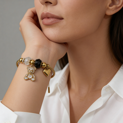 Gold Charm Bracelet - Close Up on Wrist