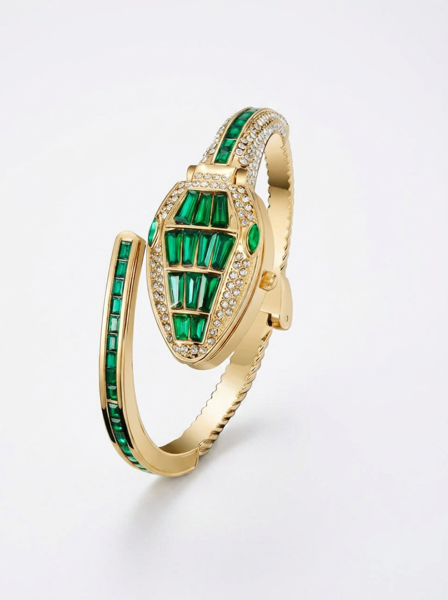 Green Snake Watch Bracelet - Side View