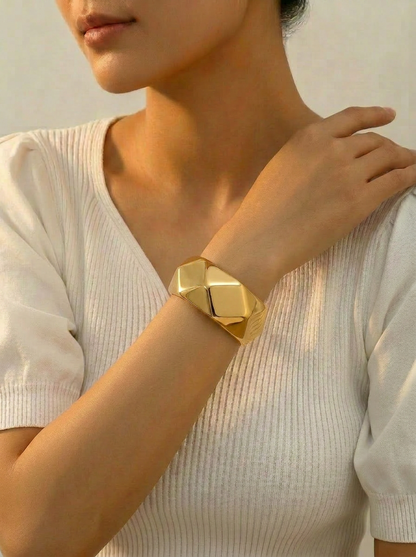 Gold Faceted Ring - On Model