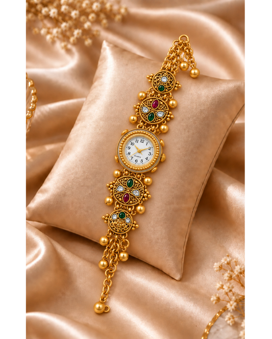 Rajwada Noor Emerald Gold Watch