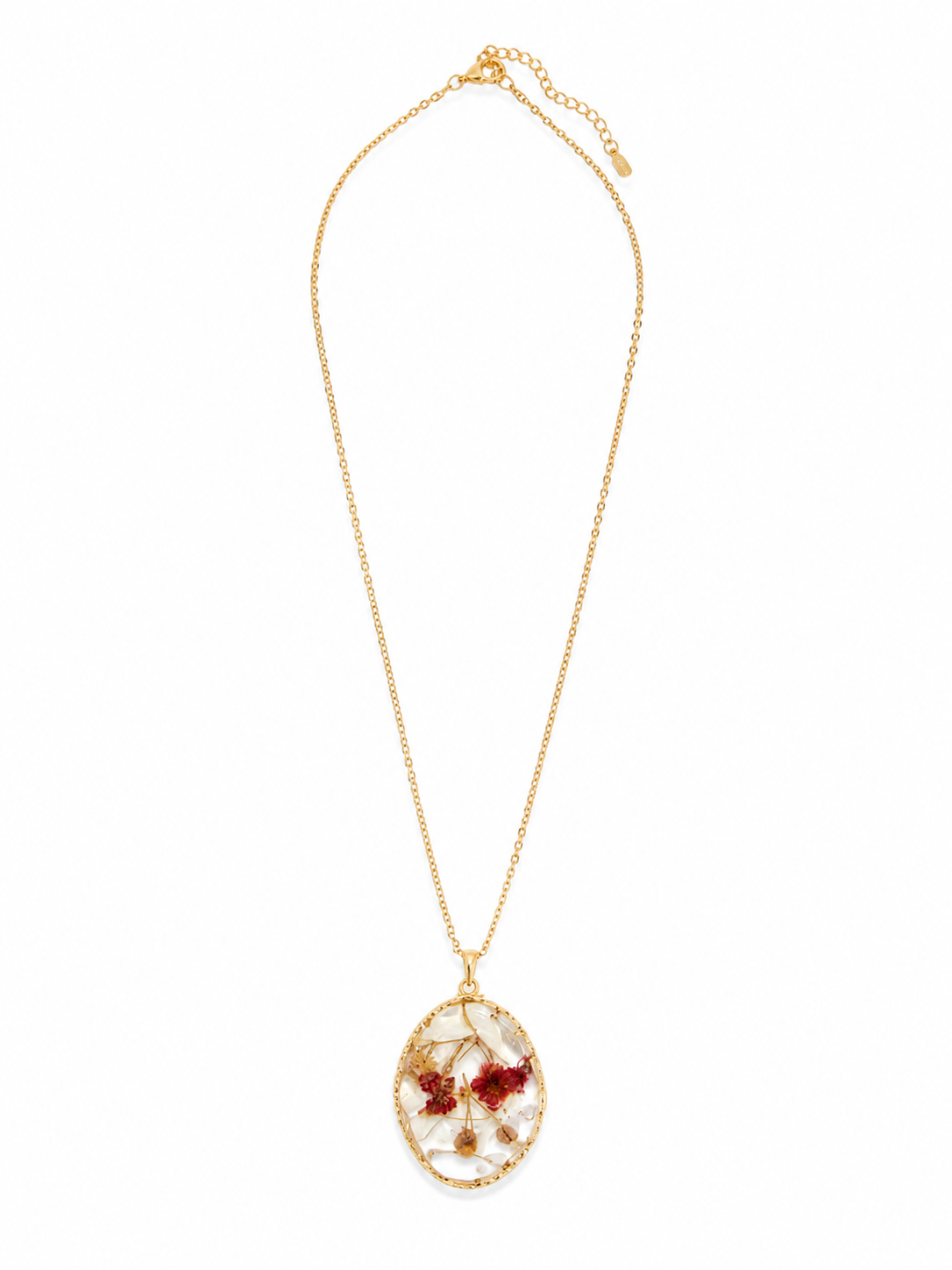 Red Blossom Flower Resin Necklace