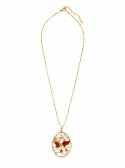 Red Blossom Flower Resin Necklace