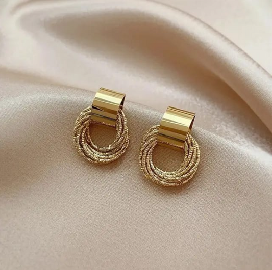Textured Gold Circle Earrings