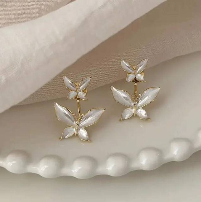 Delicate Pearl Butterfly Earrings