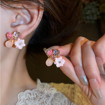 Blush Pink Floral Stud Earrings
