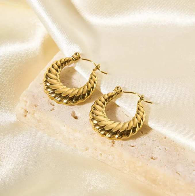 Chunky Textured Gold Hoop Earrings