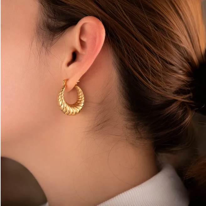 Chunky Textured Gold Hoop Earrings