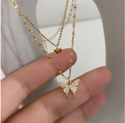 Layered Gold Butterfly Necklace